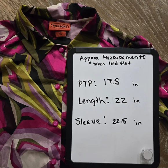 Missoni for Target Floral Abstract Button Down Blouse Women’s S Pink Green - Picture 9 of 9